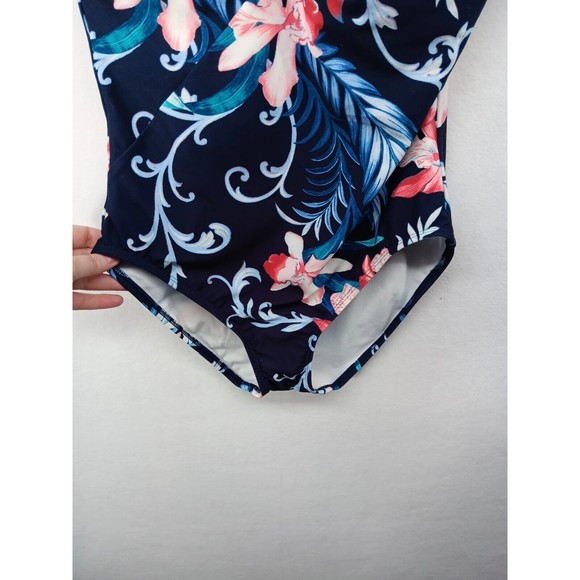 NWOT Carmen Marc Valvo Swimwear One Piece One Shoulder Keyhole Swimsuit Size 14 - Picture 4 of 13